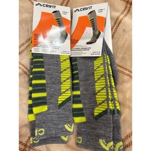 Crivit Boys Premium Thermal Socks 2 Pair Gray Neon Yellow Kids Size 5Y-6‎ 517699